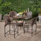 Multibrown Wicker Outdoor Bistro Bar Set with Ice Pail by Christopher Knight Home - N/A
