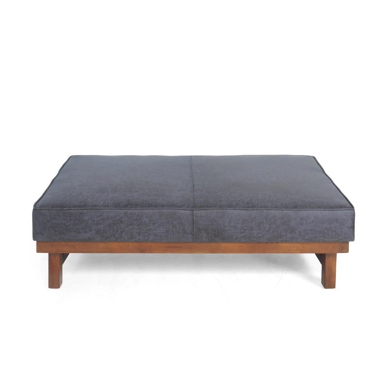 Hillman Modern Microfiber Cocktail Ottoman with Wood Frame by Christopher Knight Home