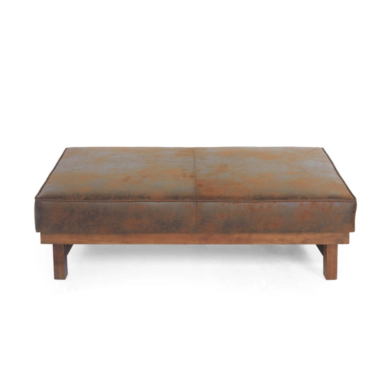 Hillman Modern Microfiber Cocktail Ottoman with Wood Frame by Christopher Knight Home