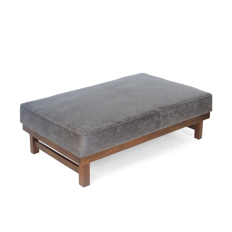 Hillman Modern Microfiber Cocktail Ottoman with Wood Frame by Christopher Knight Home
