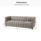 Divano curvo Olinto Modern Camel da 83 pollici in vera pelle con schienale canalizzato di HULALA HOME