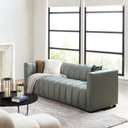 Divano curvo Olinto Modern Camel da 83 pollici in vera pelle con schienale canalizzato di HULALA HOME