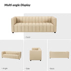 Divano curvo Olinto Modern Camel da 83 pollici in vera pelle con schienale canalizzato di HULALA HOME