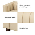Divano curvo Olinto Modern Camel da 83 pollici in vera pelle con schienale canalizzato di HULALA HOME