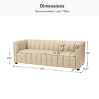Divano curvo Olinto Modern Camel da 83 pollici in vera pelle con schienale canalizzato di HULALA HOME