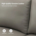 Balvino 81 Wide Transitional Genuine Leather Rolled Arm Sofa with Nailhead Trim and Removable Cushions