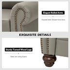 Balvino 81 Wide Transitional Genuine Leather Rolled Arm Sofa with Nailhead Trim and Removable Cushions