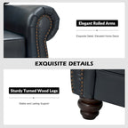 Balvino 81 Wide Transitional Genuine Leather Rolled Arm Sofa with Nailhead Trim and Removable Cushions
