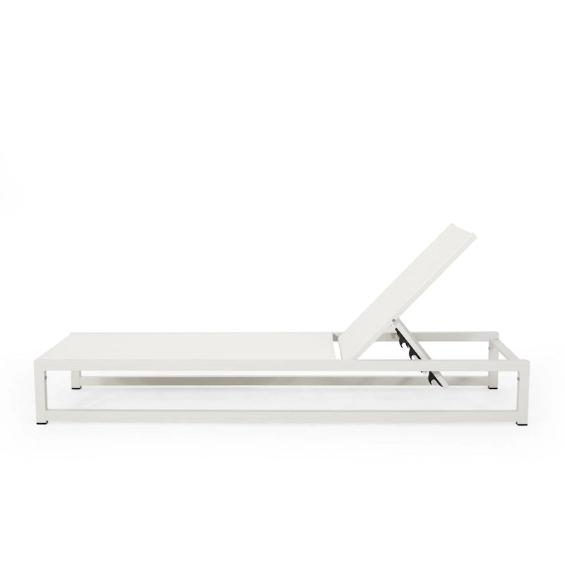 Modesta Outdoor Aluminum Chaise Lounge Set with C-Shaped End Table by Christopher Knight Home