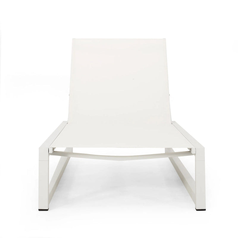 Modesta Outdoor Aluminum Chaise Lounge Set with C-Shaped End Table by Christopher Knight Home