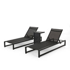 Modesta Outdoor Aluminum Chaise Lounge Set with C-Shaped End Table by Christopher Knight Home