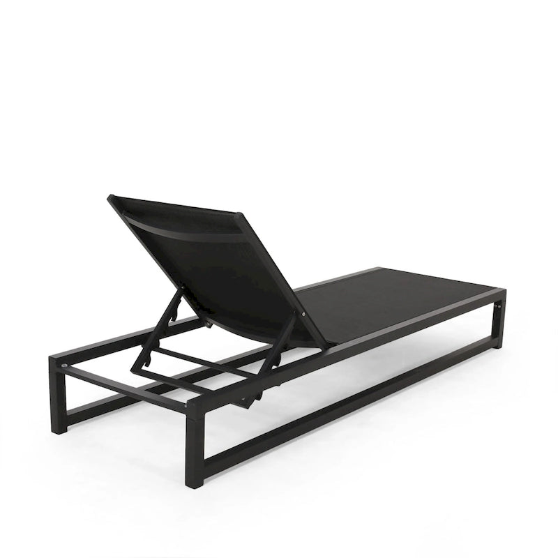 Modesta Outdoor Aluminum Chaise Lounge Set with C-Shaped End Table by Christopher Knight Home