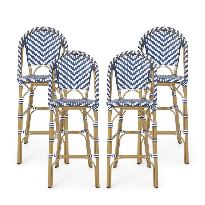 Kinner Outdoor Aluminum French Barstools (Set of 4) by Christopher Knight Home - 18.00 L x 23.75 W x 46.00 H