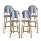 Kinner Outdoor Aluminum French Barstools (Set of 4) by Christopher Knight Home - 18.00 L x 23.75 W x 46.00 H