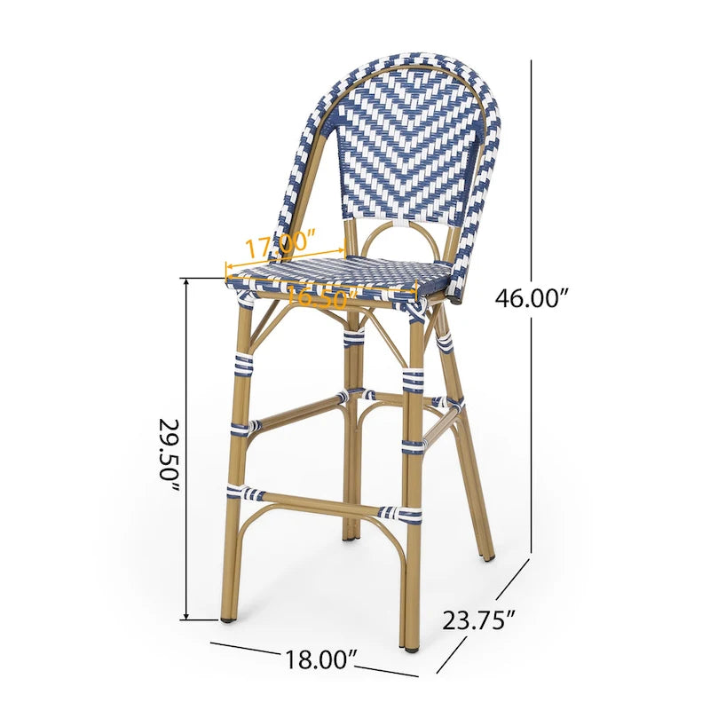 Kinner Outdoor Aluminum French Barstools (Set of 4) by Christopher Knight Home - 18.00 L x 23.75 W x 46.00 H