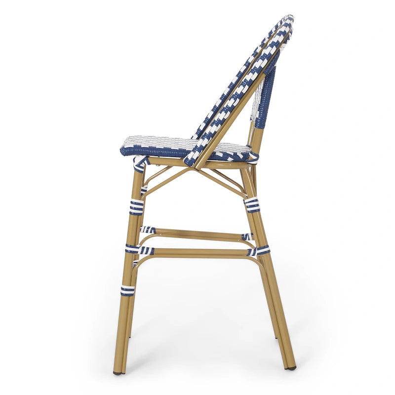Kinner Outdoor Aluminum French Barstools (Set of 4) by Christopher Knight Home - 18.00 L x 23.75 W x 46.00 H