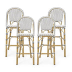 Kinner Outdoor Aluminum French Barstools (Set of 4) by Christopher Knight Home - 18.00 L x 23.75 W x 46.00 H