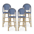 Kinner Outdoor Aluminum French Barstools (Set of 4) by Christopher Knight Home - 18.00 L x 23.75 W x 46.00 H