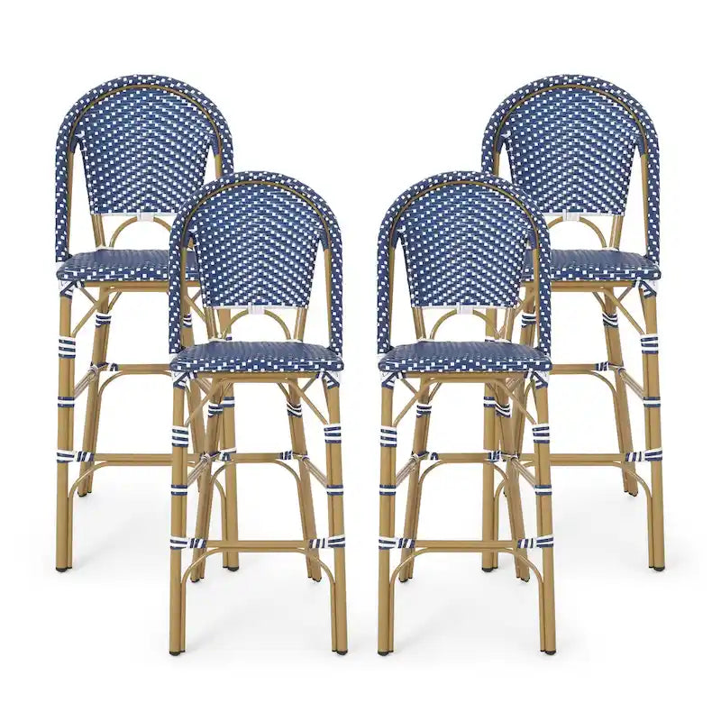 Kinner Outdoor Aluminum French Barstools (Set of 4) by Christopher Knight Home - 18.00 L x 23.75 W x 46.00 H