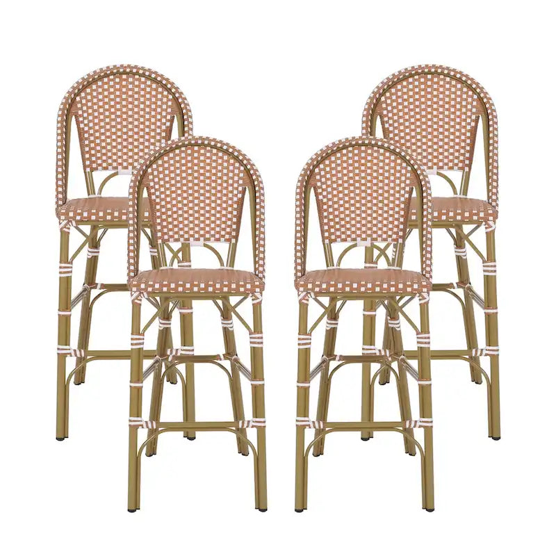 Kinner Outdoor Aluminum French Barstools (Set of 4) by Christopher Knight Home - 18.00 L x 23.75 W x 46.00 H