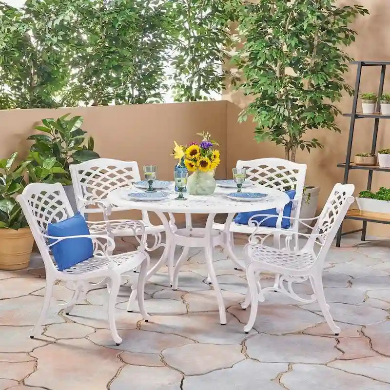 Phoenix Traditional Outdoor 4 Seater Round Cast Aluminum Dining Set by Christopher Knight Home
