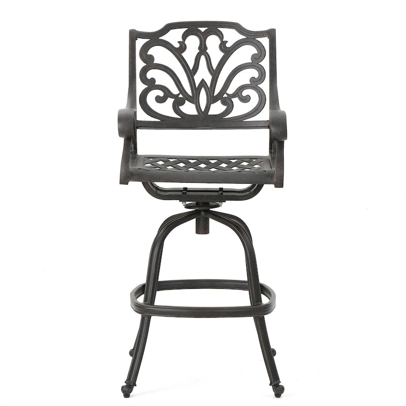 Sgabello da bar girevole Jayden da esterno in alluminio pressofuso di Christopher Knight Home