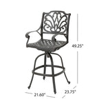 Jayden Outdoor Cast Aluminum Swivel Bar Stool by Christopher Knight Home