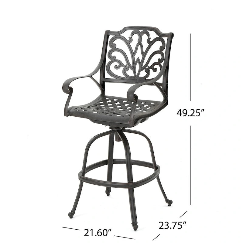 Jayden Outdoor Cast Aluminum Swivel Bar Stool by Christopher Knight Home