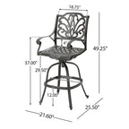 Jayden Outdoor Cast Aluminum Swivel Bar Stool by Christopher Knight Home