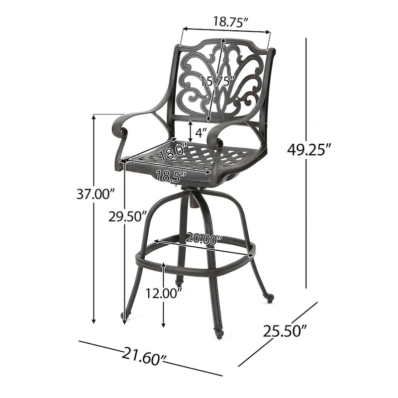 Jayden Outdoor Cast Aluminum Swivel Bar Stool by Christopher Knight Home
