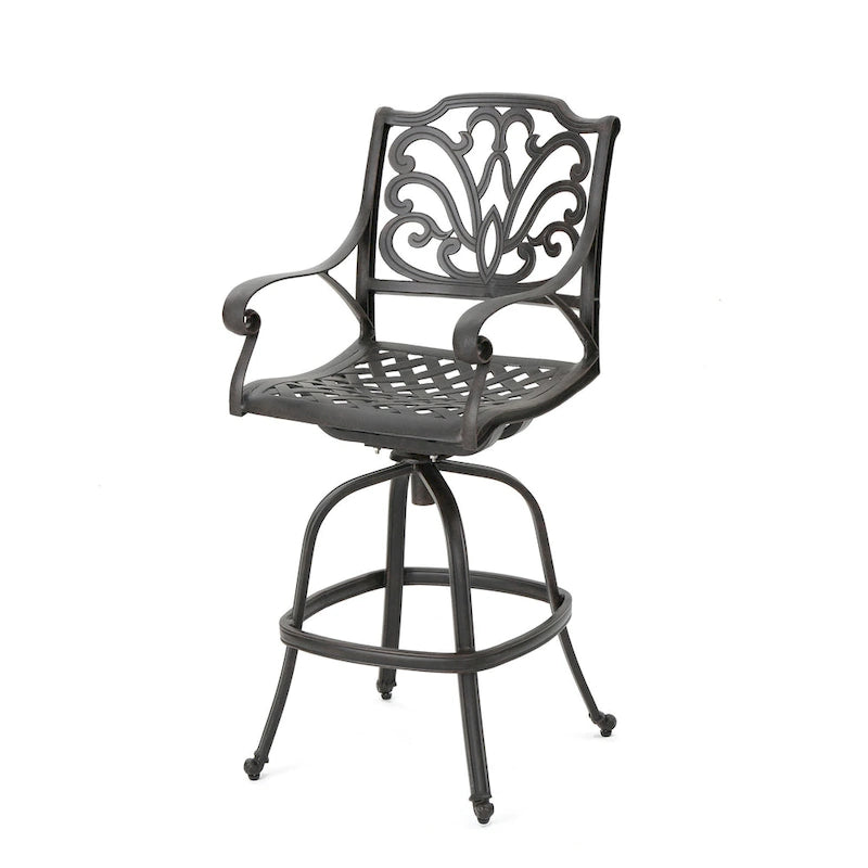 Jayden Outdoor Cast Aluminum Swivel Bar Stool by Christopher Knight Home