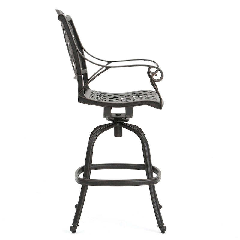 Jayden Outdoor Cast Aluminum Swivel Bar Stool by Christopher Knight Home