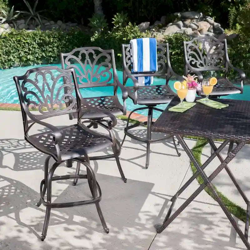 Jayden Outdoor Cast Aluminum Swivel Bar Stool by Christopher Knight Home