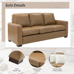 Ernando 83.46 Wide Genuine Leather Sofa with Squared Arms and Pillows