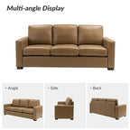 Ernando 83.46 Wide Genuine Leather Sofa with Squared Arms and Pillows