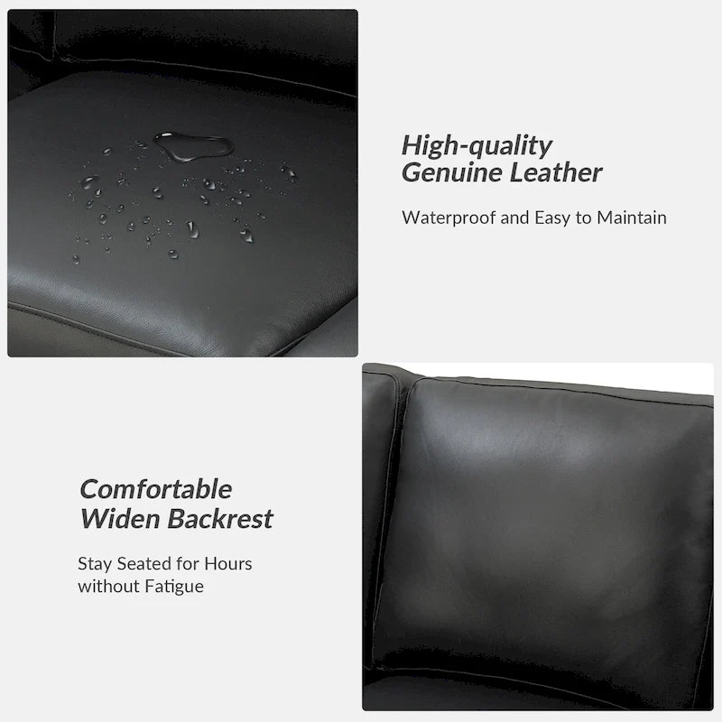 Ernando 83.46 Wide Genuine Leather Sofa with Squared Arms and Pillows