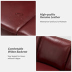 Ernando 83.46 Wide Genuine Leather Sofa with Squared Arms and Pillows