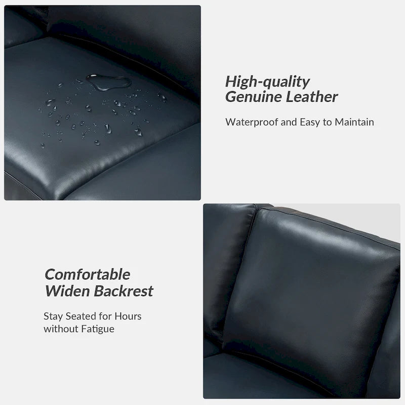 Ernando 83.46 Wide Genuine Leather Sofa with Squared Arms and Pillows