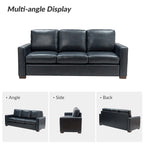 Ernando 83.46 Wide Genuine Leather Sofa with Squared Arms and Pillows