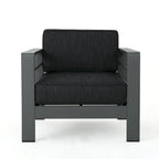 Cape Coral Outdoor Aluminum 3-piece Chat Set with Cushions by Christopher Knight Home