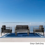 Cape Coral 4-pc. Cushioned Aluminum Chat Set by Christopher Knight Home