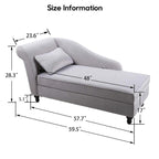 Modern Chaise Lounge Indoor with Storage Fabric Chaise Lounge Couch