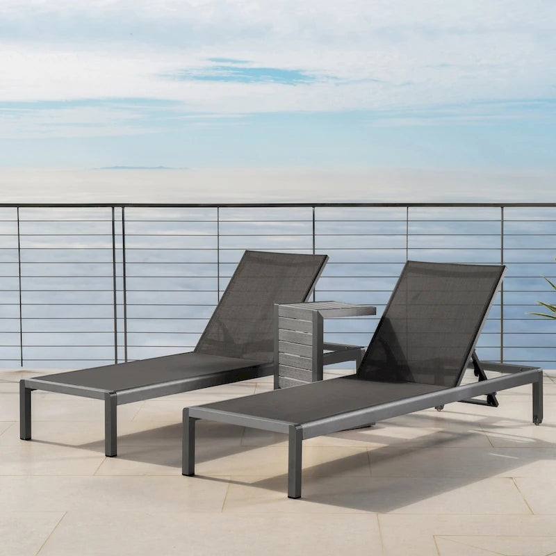 Cape Coral Outdoor Aluminum 3-piece Chaise Lounge Set by Christopher Knight Home