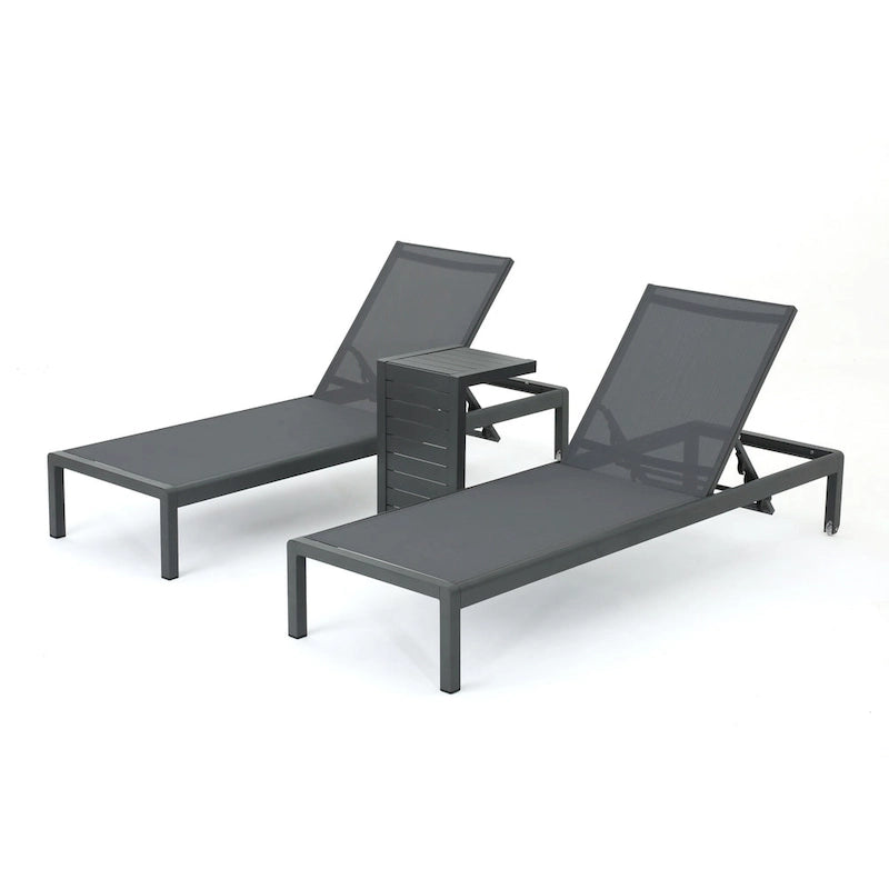 Cape Coral Outdoor Aluminum 3-piece Chaise Lounge Set by Christopher Knight Home