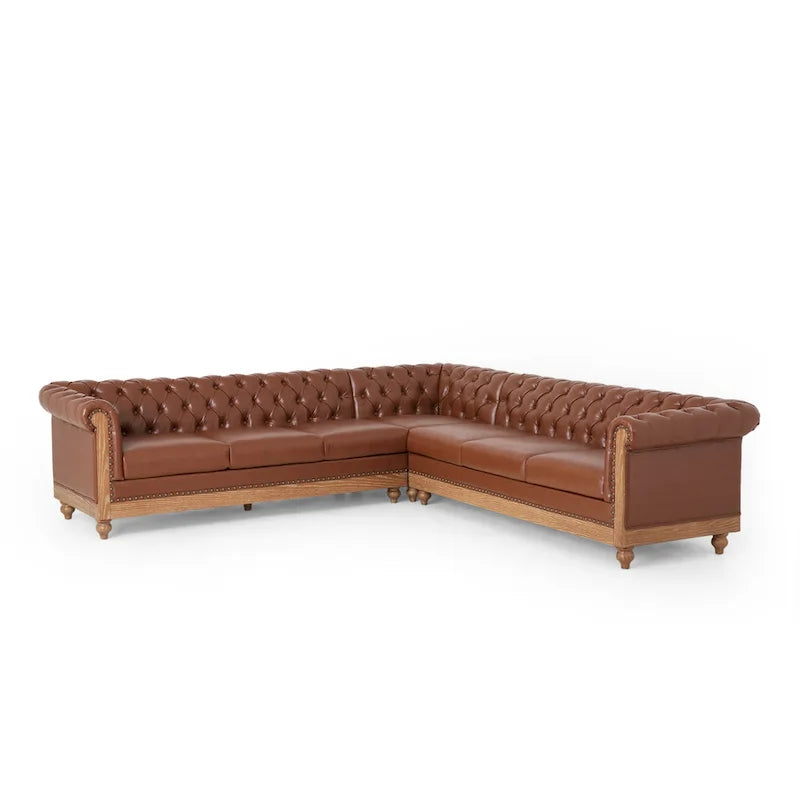 Divano componibile Castalia Chesterfield a 7 posti di Christopher Knight Home - 114.00 L x 70.00 P x 31.50 A