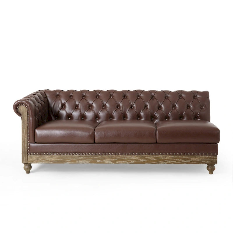 Divano componibile Castalia Chesterfield a 7 posti di Christopher Knight Home - 114.00 L x 70.00 P x 31.50 A