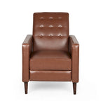 Mervynn Faux Leather Mid-Century Button Tufted Recliner by Christopher Knight Home