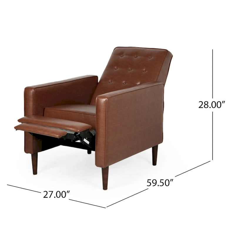 Mervynn Faux Leather Mid-Century Button Tufted Recliner by Christopher Knight Home