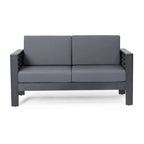 Louver Outdoor Acacia Wood Outdoor 4pc Chat Set with Cushions by Christopher Knight Home