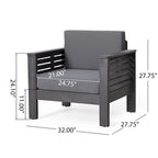 Louver Outdoor Acacia Wood Outdoor 4pc Chat Set with Cushions by Christopher Knight Home
